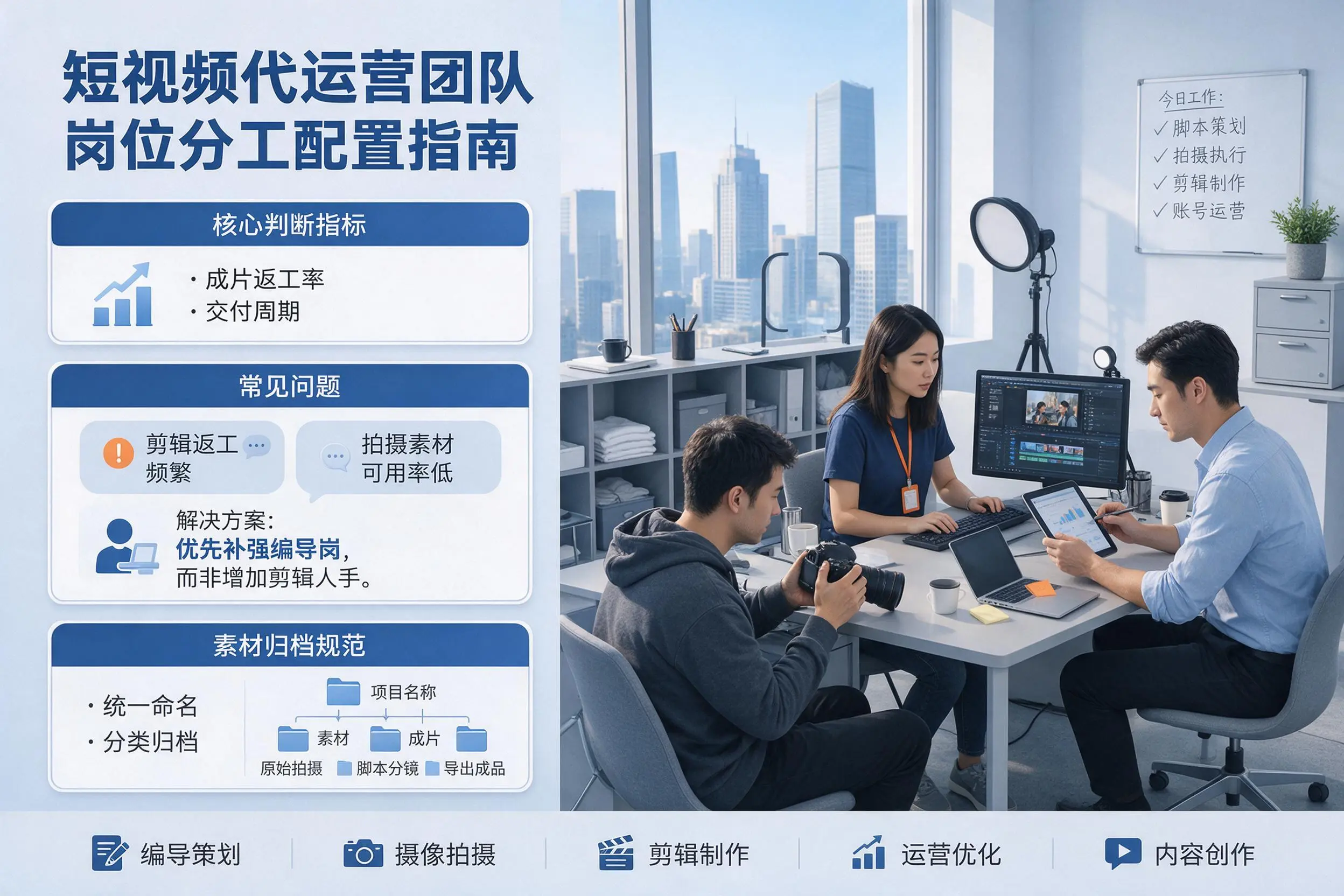 短视频代运营团队如何配置？荆州企业岗位分工科普说明