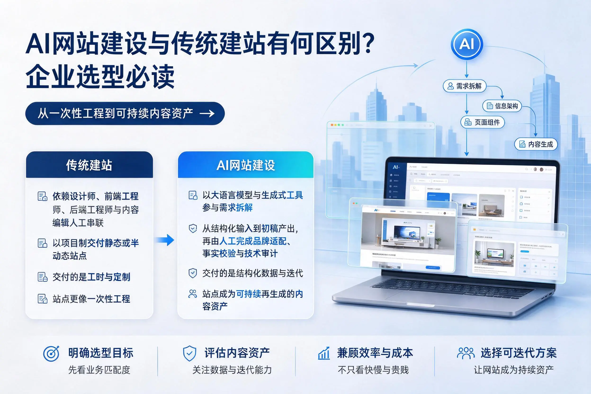 AI网站建设与传统建站有何区别？荆州企业选型必读