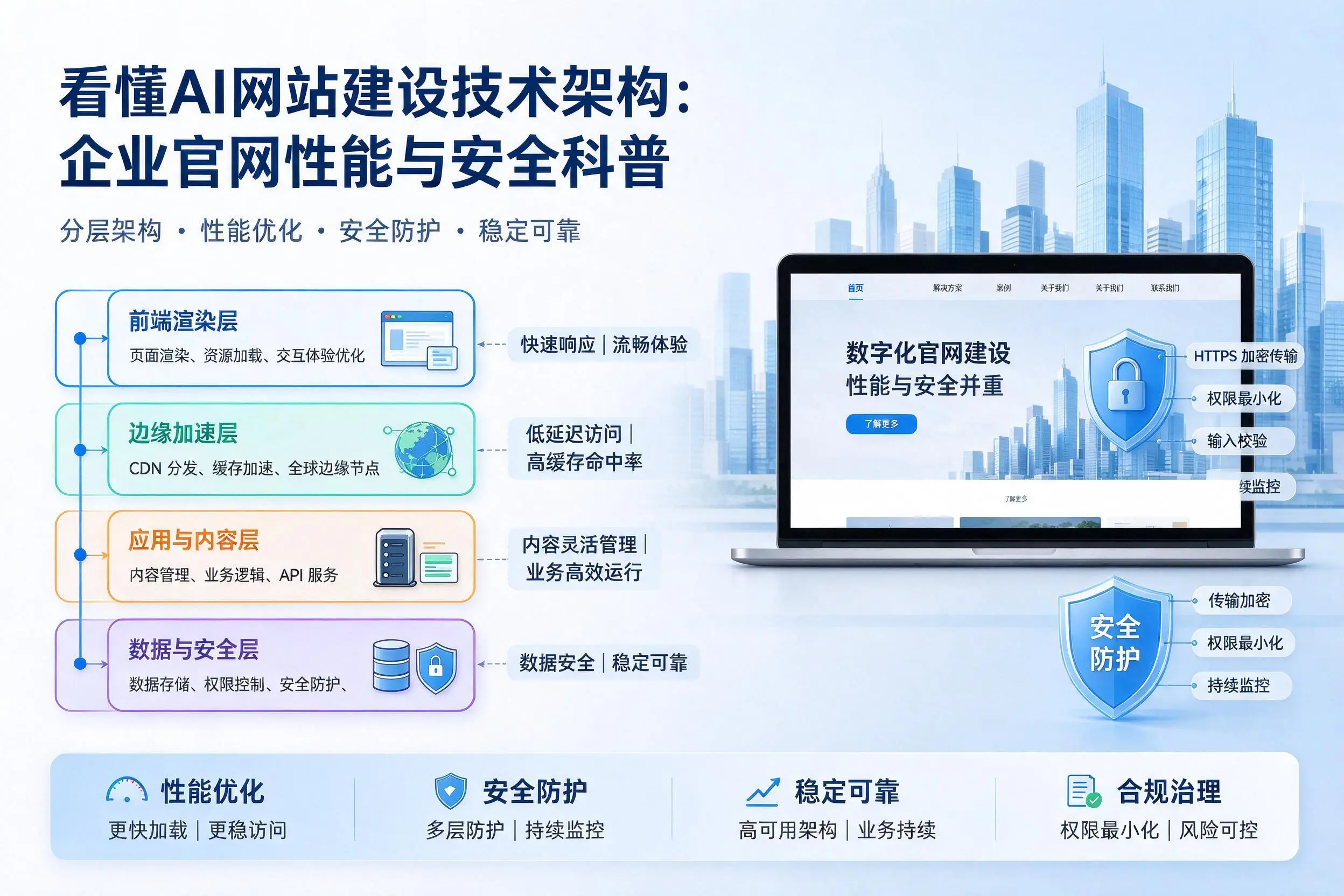 看懂AI网站建设技术架构：荆州企业官网性能与安全科普