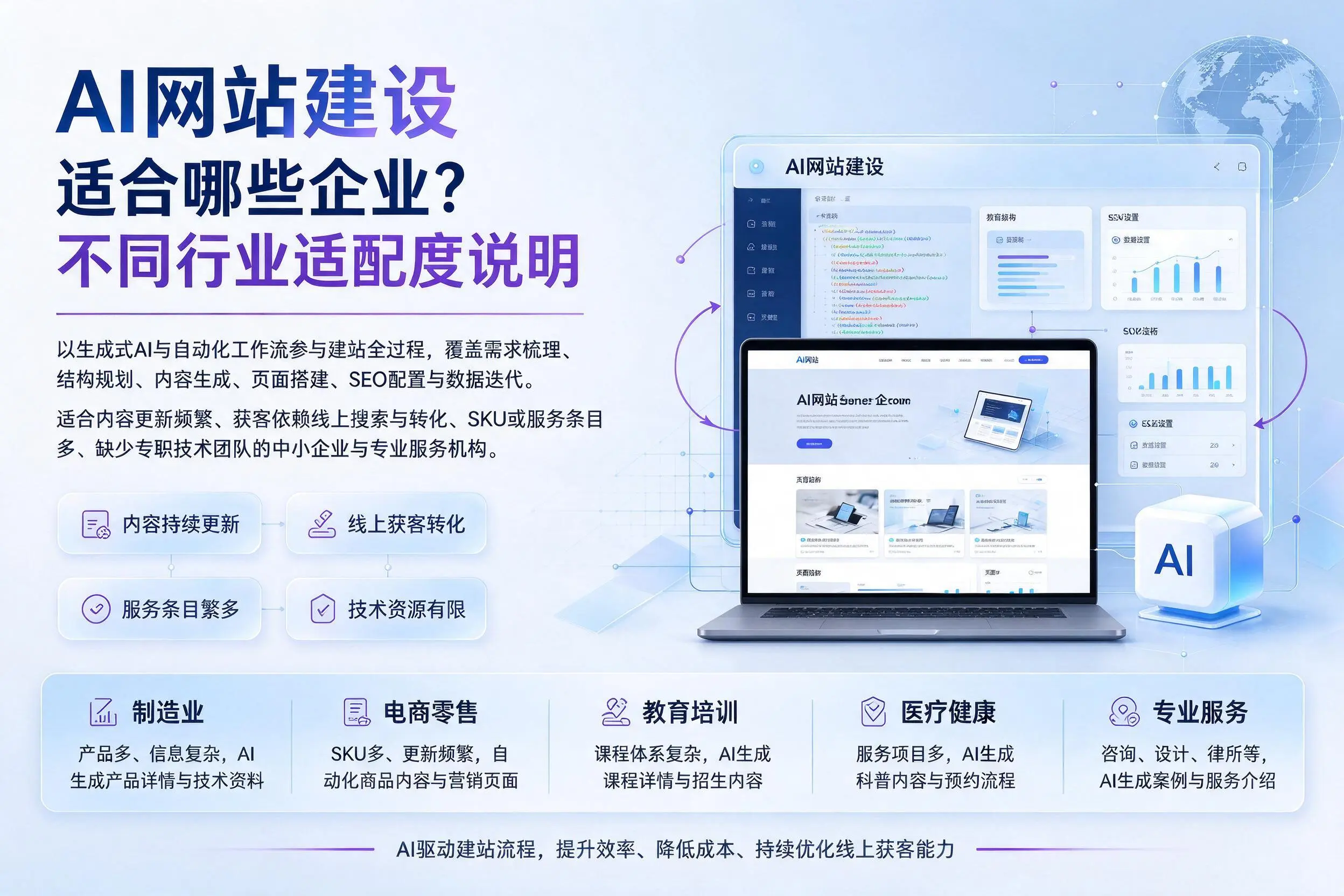 AI网站建设适合哪些企业?荆州不同行业适配度说明